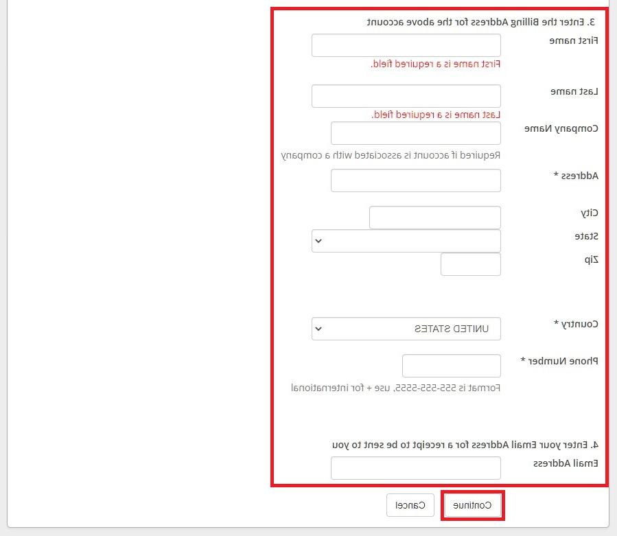 eCheck payment instructions step 9b - enter payment information and select continue